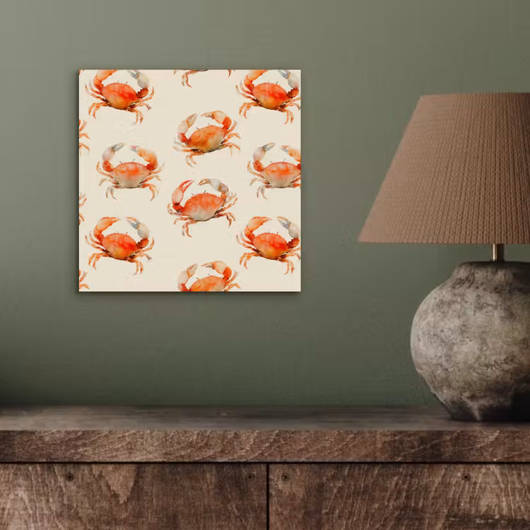 Aluminium schilderij - Krabben - Patroon - Oranje — 3