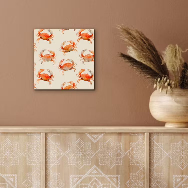 Aluminium schilderij - Krabben - Patroon - Oranje — 5