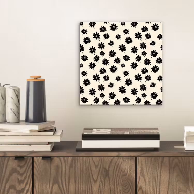 Aluminium schilderij - Madeliefjes - Grafisch - Zwart - Beige — 2