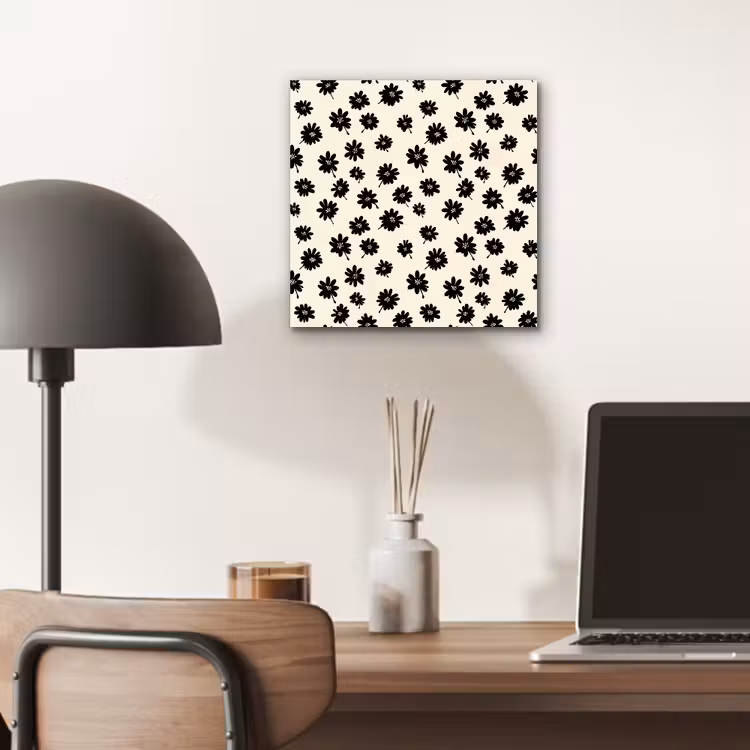 Aluminium schilderij - Madeliefjes - Grafisch - Zwart - Beige — 6