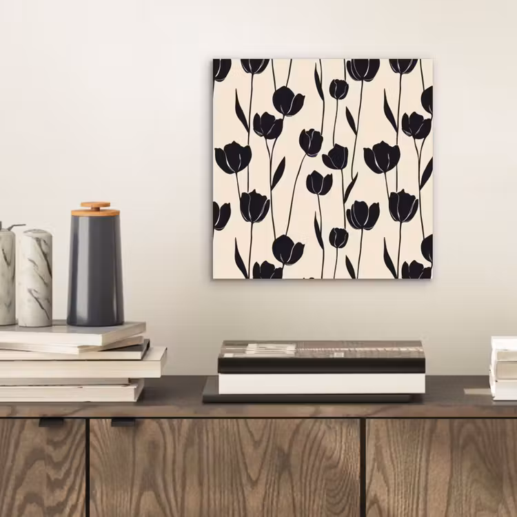 Aluminium schilderij - Tulpen - Patroon - Zwart — 2
