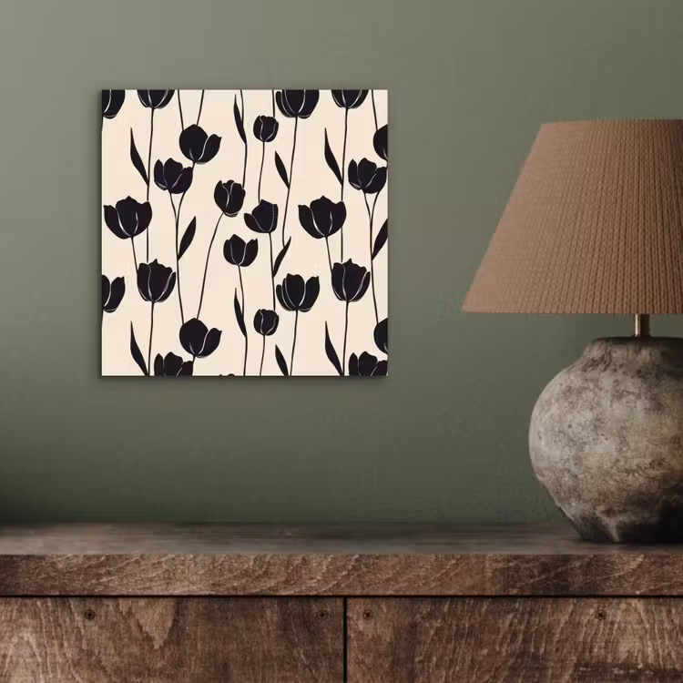Aluminium schilderij - Tulpen - Patroon - Zwart — 3