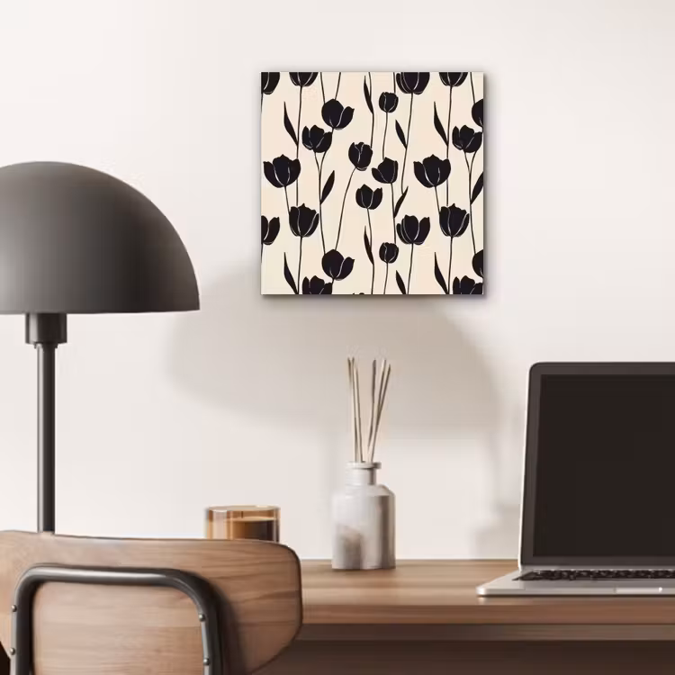 Aluminium schilderij - Tulpen - Patroon - Zwart — 6