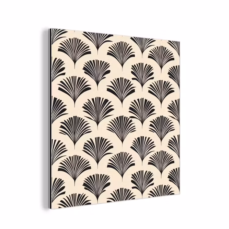 Aluminium schilderij - Waaiers - Botanisch - Zwart - Beige — 1