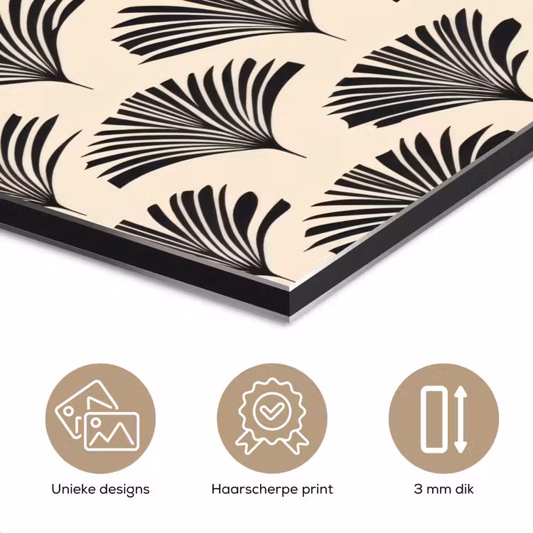 Aluminium schilderij - Waaiers - Botanisch - Zwart - Beige — 7