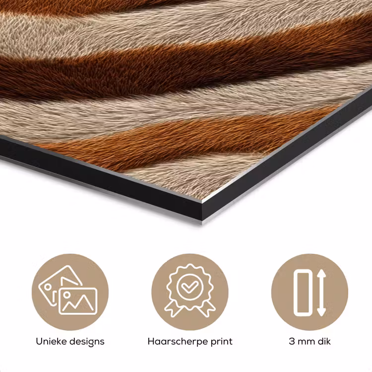 Aluminium schilderij - Zebra - Bruin - Patroon — 7