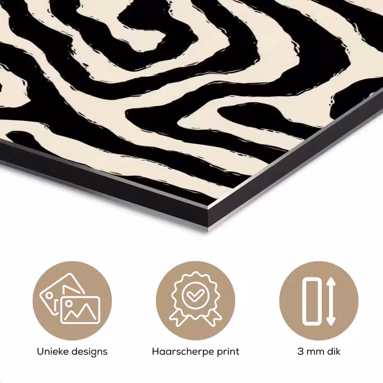 Aluminium schilderij - Zebra - Zwart - Abstract — 7