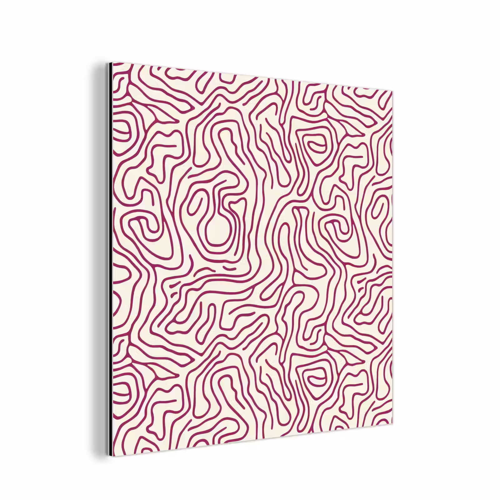 Aluminium schilderij - Kronkelende lijn - Magenta - Crème — 1