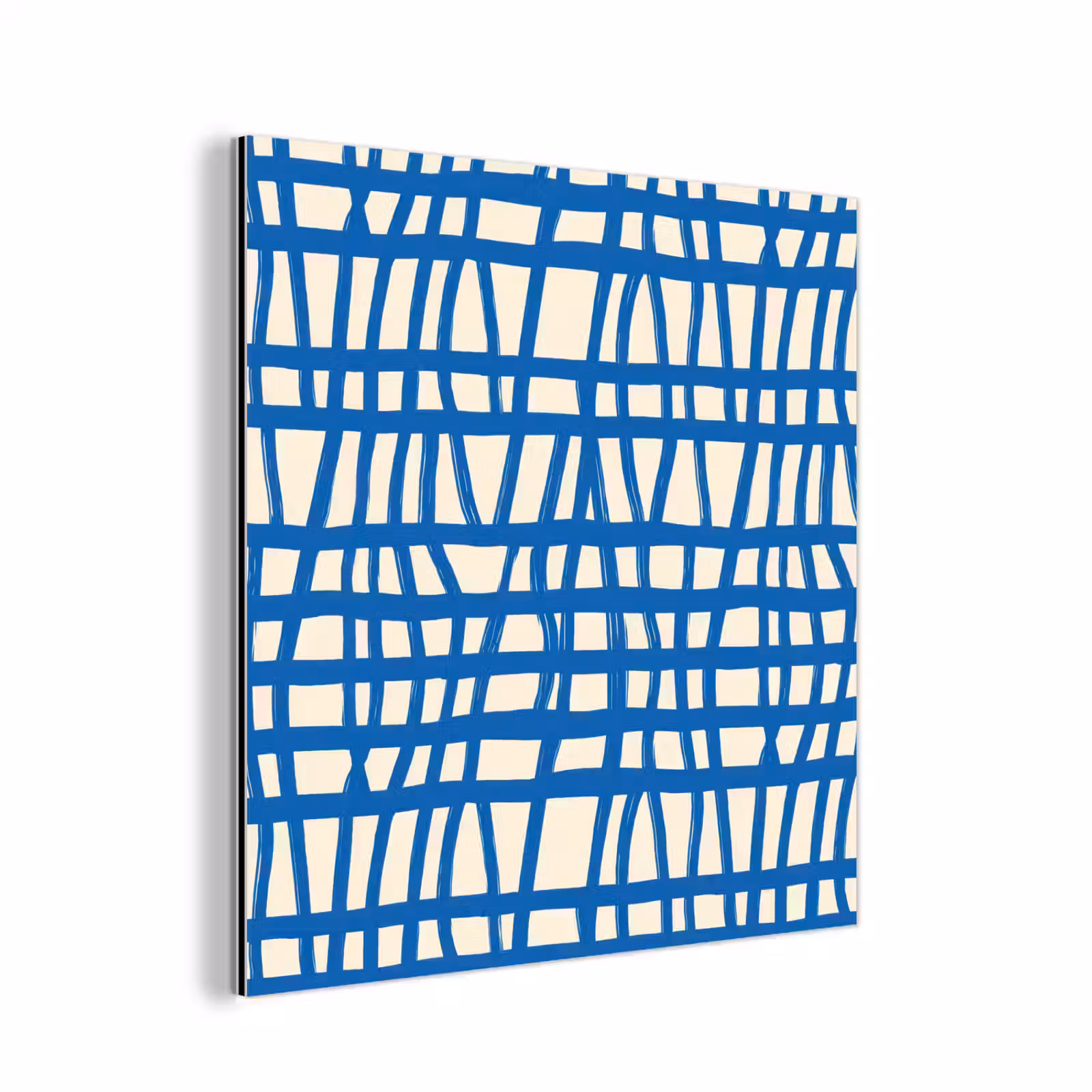 Aluminium schilderij - Ruitpatroon - Blauw - Crème — 1