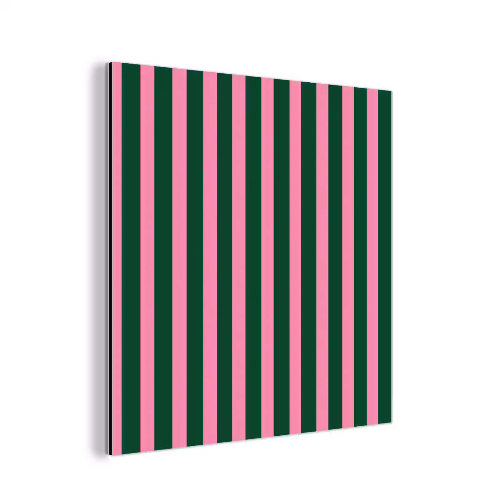 Aluminium schilderij - Verticale strepen - Groen - Roze — 1