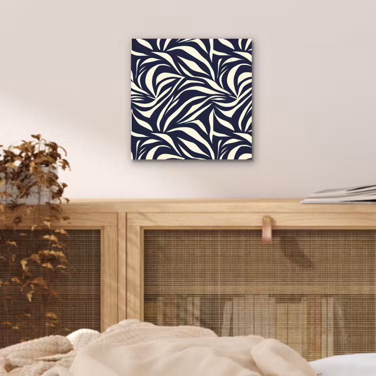 Aluminium schilderij - Bladvormen - Blauw - Patroon - Wit — 4