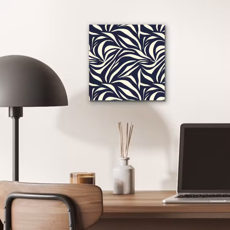 Aluminium schilderij - Bladvormen - Blauw - Patroon - Wit — 6