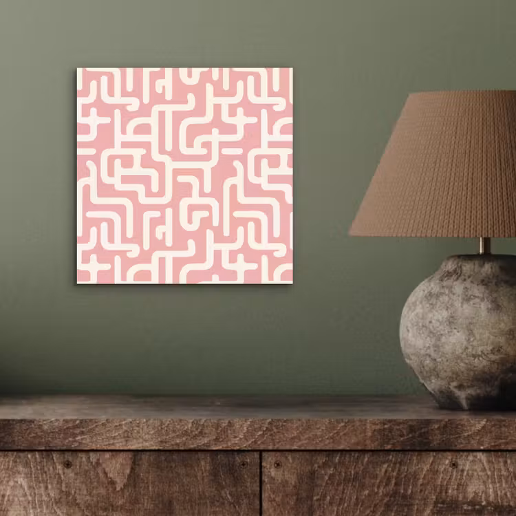 Aluminium schilderij - Doolhofpatroon - Roze - Wit - Abstract — 3