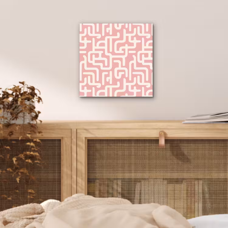 Aluminium schilderij - Doolhofpatroon - Roze - Wit - Abstract — 4