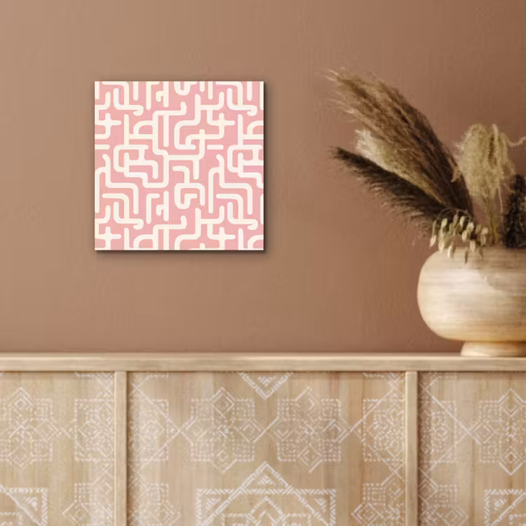 Aluminium schilderij - Doolhofpatroon - Roze - Wit - Abstract — 5