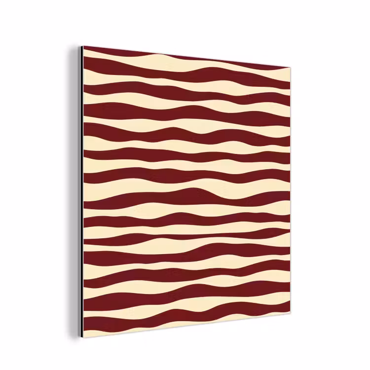 Aluminium schilderij - Golven - Rood - Patroon - Crème — 1