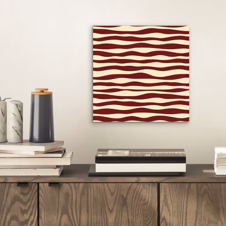 Aluminium schilderij - Golven - Rood - Patroon - Crème — 2