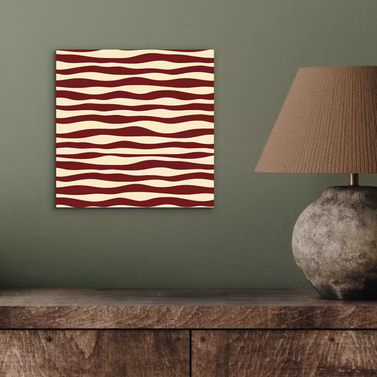 Aluminium schilderij - Golven - Rood - Patroon - Crème — 3