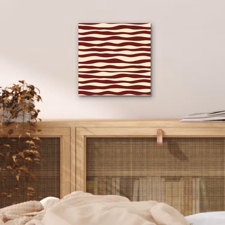 Aluminium schilderij - Golven - Rood - Patroon - Crème — 4