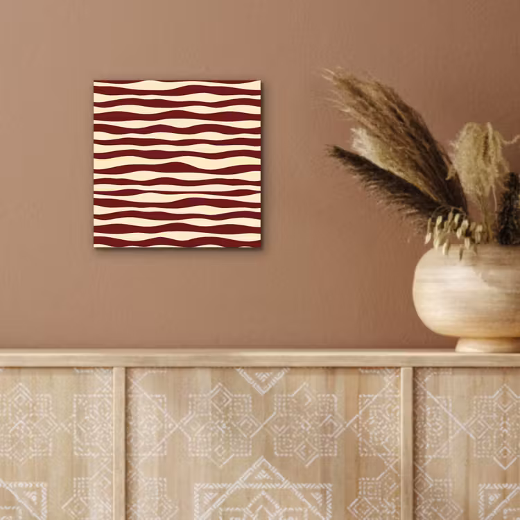 Aluminium schilderij - Golven - Rood - Patroon - Crème — 5