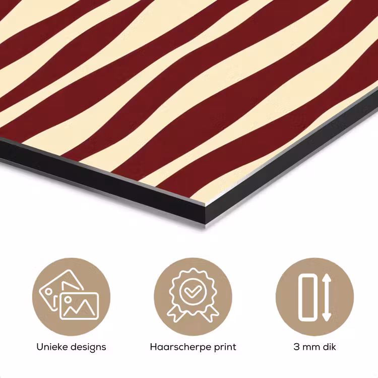 Aluminium schilderij - Golven - Rood - Patroon - Crème — 7