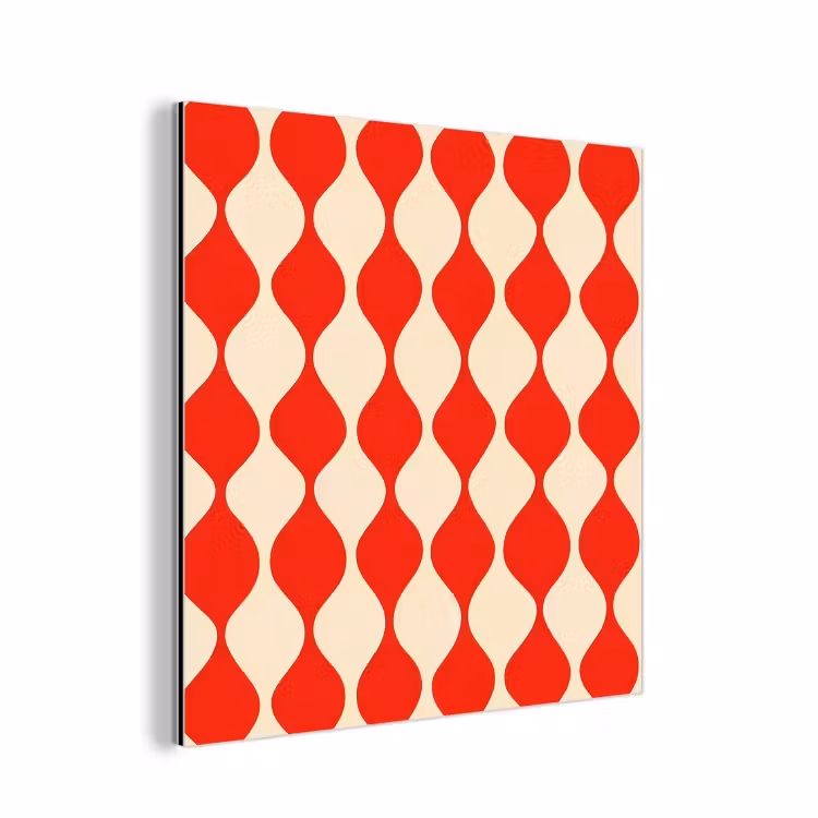 Aluminium schilderij - Golvend patroon - Retro - Rood - Beige — 1