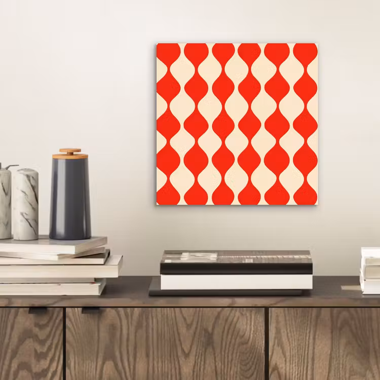 Aluminium schilderij - Golvend patroon - Retro - Rood - Beige — 2