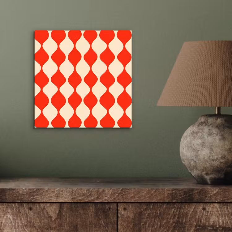 Aluminium schilderij - Golvend patroon - Retro - Rood - Beige — 3