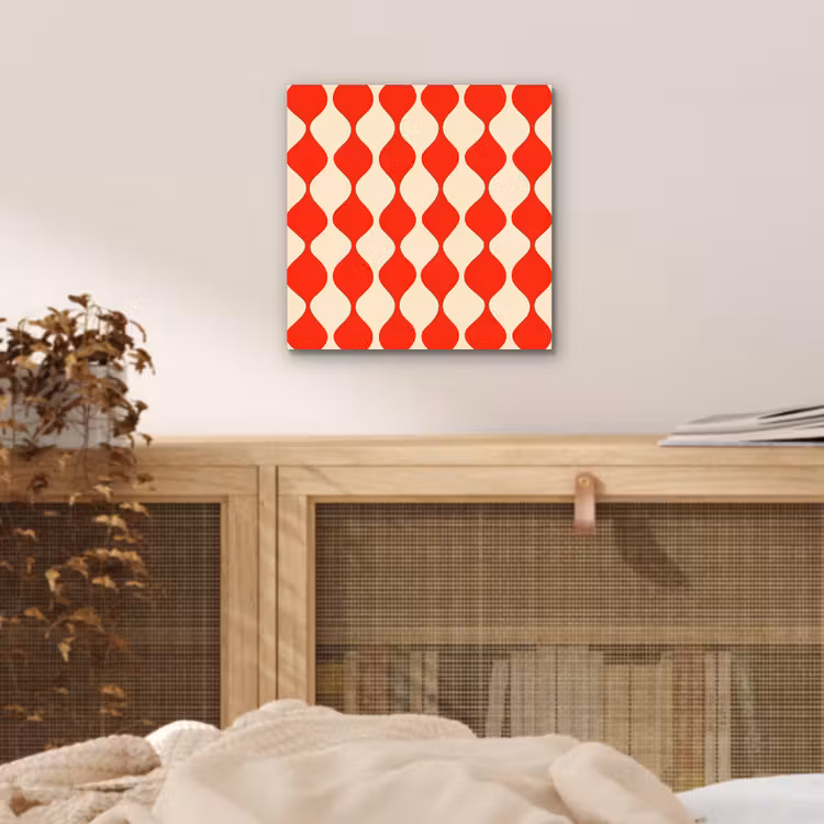 Aluminium schilderij - Golvend patroon - Retro - Rood - Beige — 4