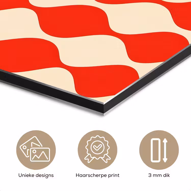 Aluminium schilderij - Golvend patroon - Retro - Rood - Beige — 7