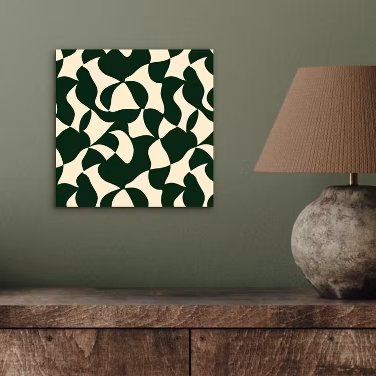 Aluminium schilderij - Groen - Organische vlakken - Crème — 3