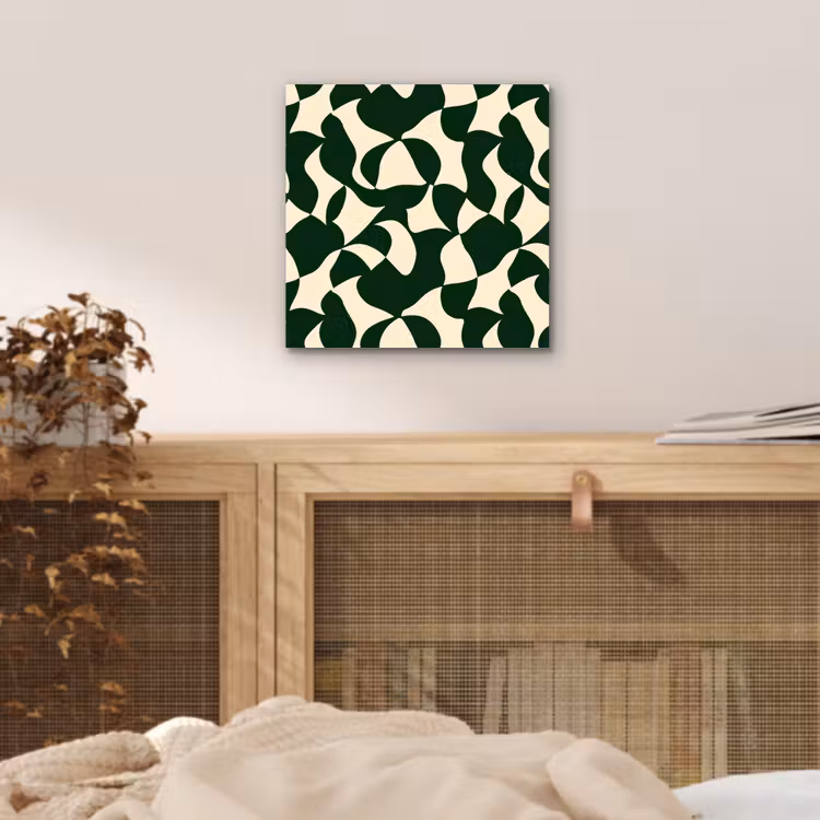 Aluminium schilderij - Groen - Organische vlakken - Crème — 4