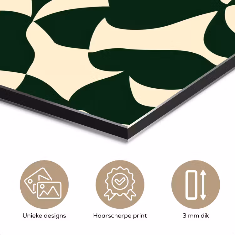 Aluminium schilderij - Groen - Organische vlakken - Crème — 7