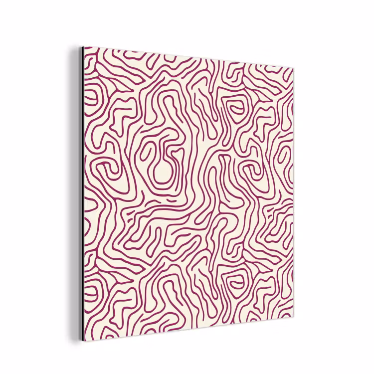 Aluminium schilderij - Kronkelende lijn - Magenta - Crème — 1