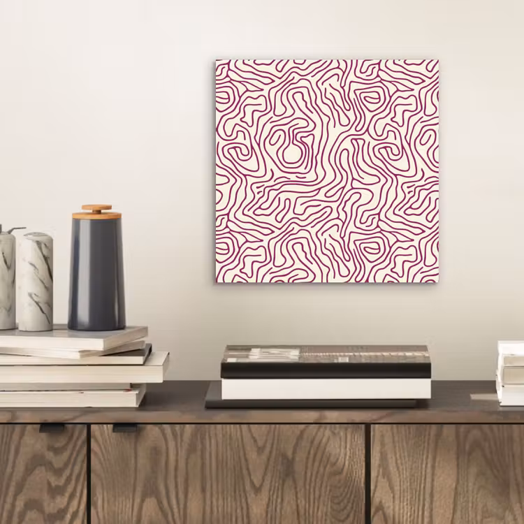Aluminium schilderij - Kronkelende lijn - Magenta - Crème — 2