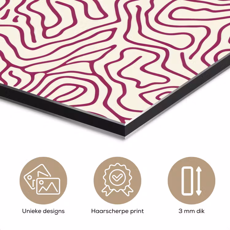 Aluminium schilderij - Kronkelende lijn - Magenta - Crème — 7