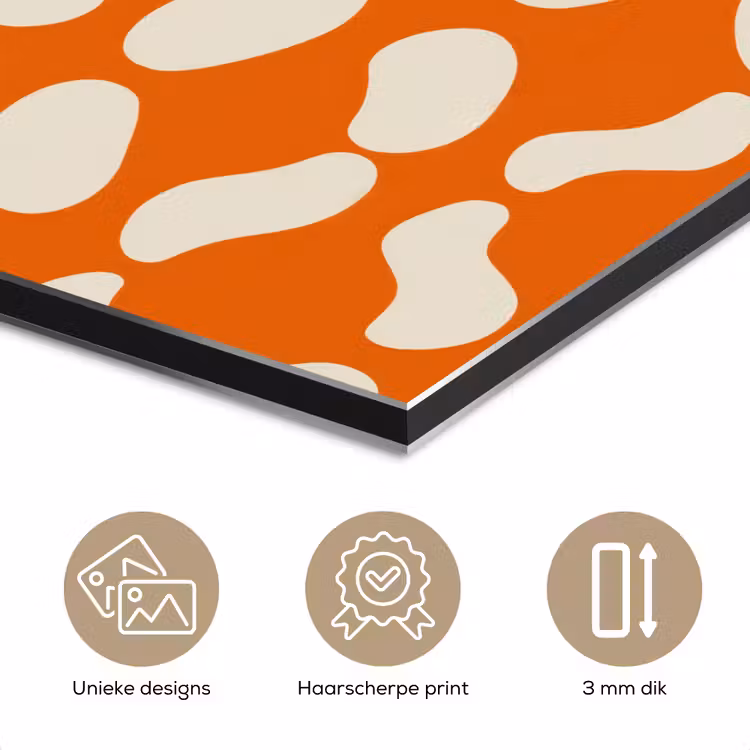 Aluminium schilderij - Oranje - Organische vormen - Wit — 7