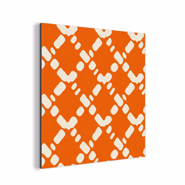 Aluminium schilderij - Oranje - Ruitpatroon - Wit — 1
