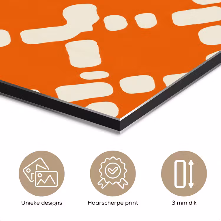 Aluminium schilderij - Oranje - Ruitpatroon - Wit — 7
