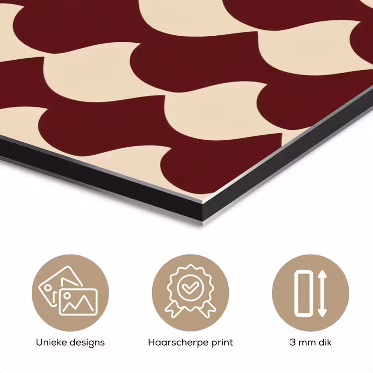 Aluminium schilderij - Rood - Tegelpatroon - Crème — 7