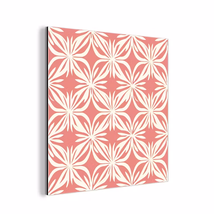 Aluminium schilderij - Roze - Bloemenmotief - Wit - Modern — 1