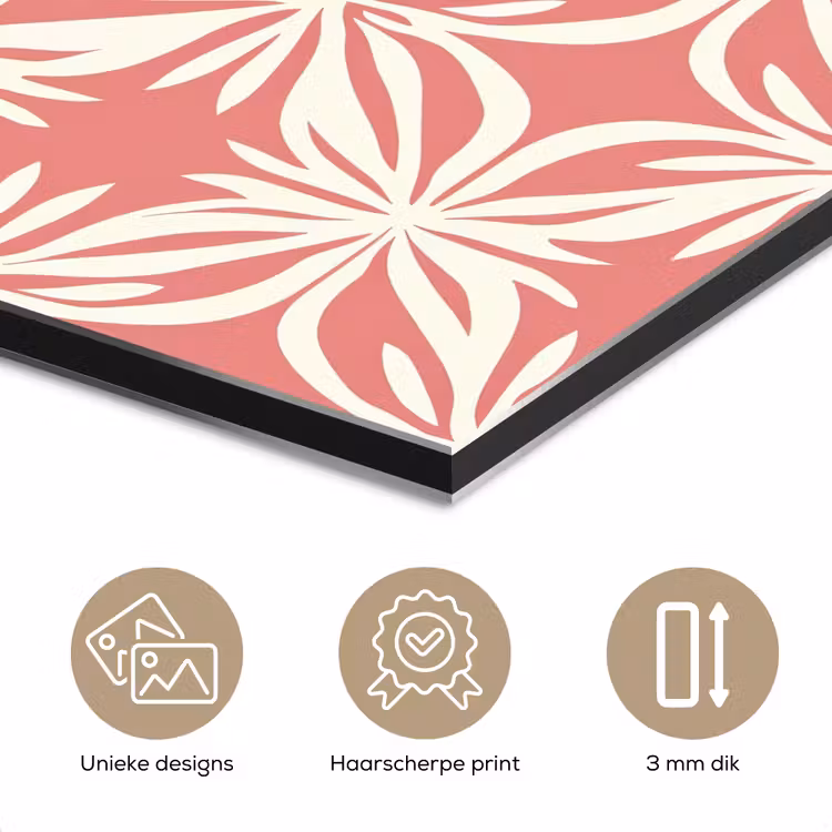 Aluminium schilderij - Roze - Bloemenmotief - Wit - Modern — 7