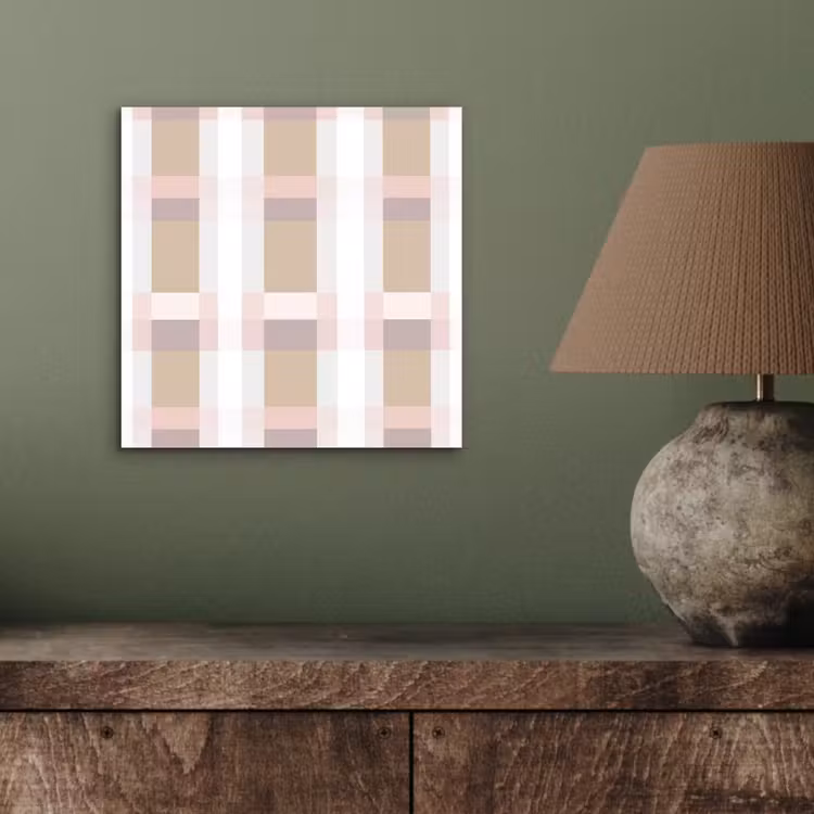 Aluminium schilderij - Ruitpatroon - Aardetinten - Minimalistisch — 3