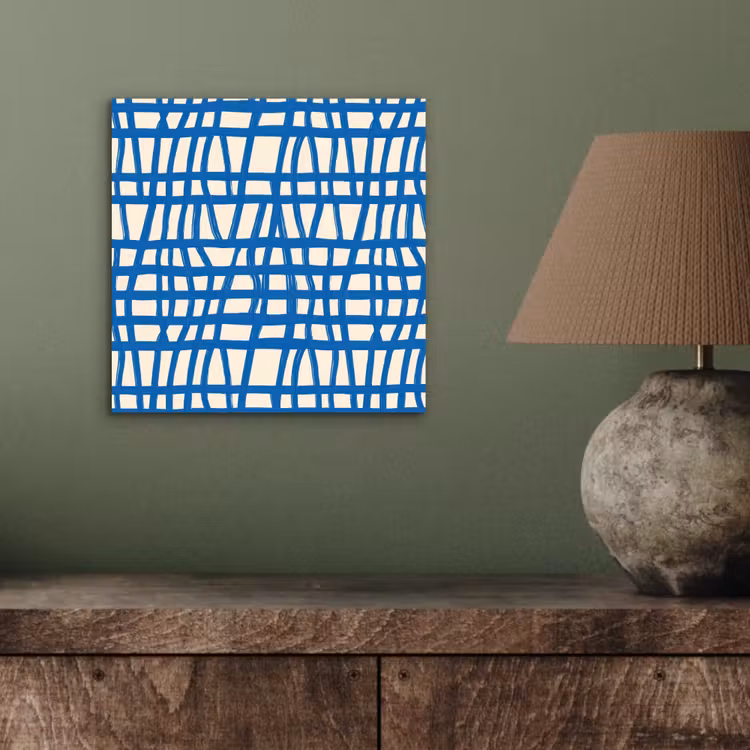 Aluminium schilderij - Ruitpatroon - Blauw - Crème — 3