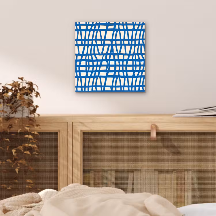 Aluminium schilderij - Ruitpatroon - Blauw - Crème — 4