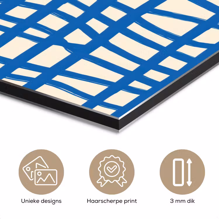 Aluminium schilderij - Ruitpatroon - Blauw - Crème — 7