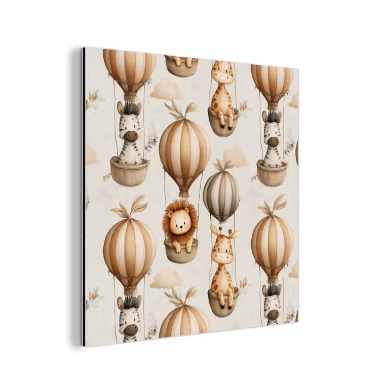 Aluminium schilderij - Safari - Luchtballonen - Taupe — 1
