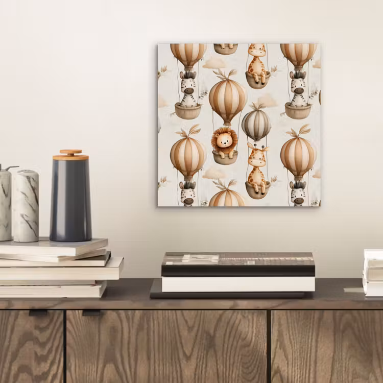 Aluminium schilderij - Safari - Luchtballonen - Taupe — 2