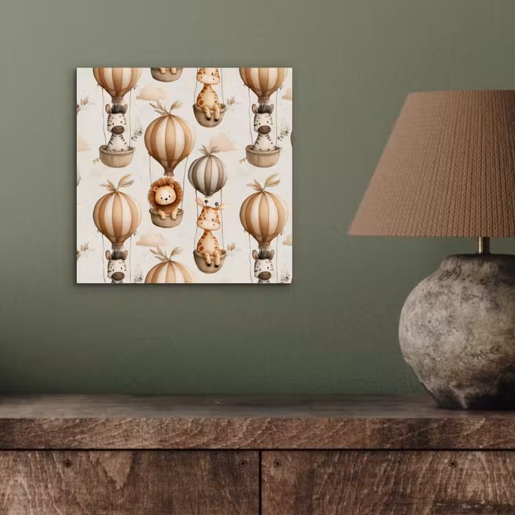 Aluminium schilderij - Safari - Luchtballonen - Taupe — 3