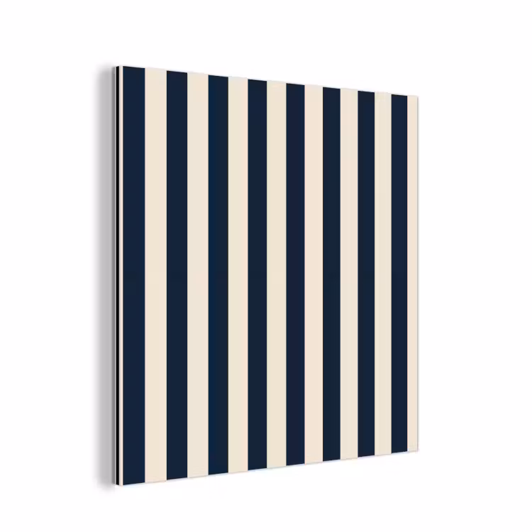 Aluminium schilderij - Verticale strepen - Blauw - Crème — 1